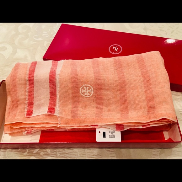 [NWT] Tory Burch - Salmon Scarf, Striped - Picture 4 of 5